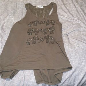 Cute olive green elephant tank